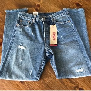 LEVI'S high rise wedgie fit tapered ankle jeans